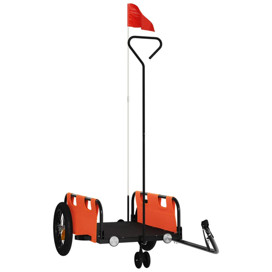 vidaXL Bike Trailer Orange Oxford Fabric and Iron