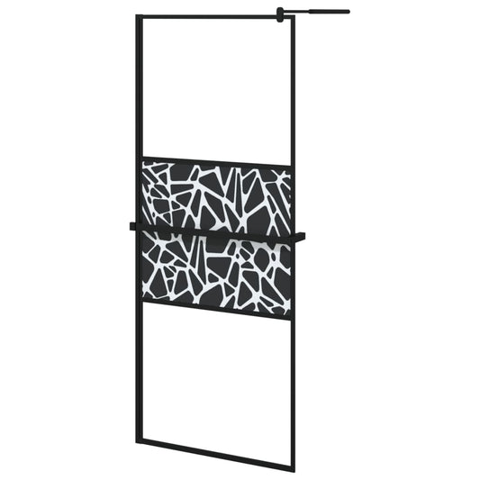 vidaXL Walk-in Shower Wall with Shelf Black 80x195 cm