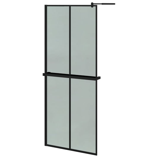 vidaXL Walk-in Shower Wall with Shelf Black 80x195 cm