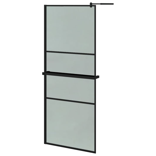 vidaXL Walk-in Shower Wall with Shelf Black 80x195 cm