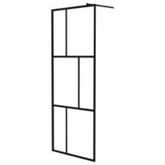 vidaXL Walk-in Shower Wall with Shelf Black 90x195 cm