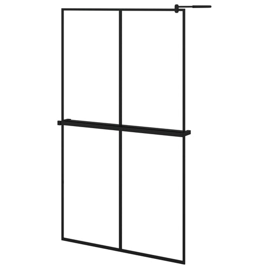 vidaXL Walk-in Shower Wall with Shelf Black 118x190 cm