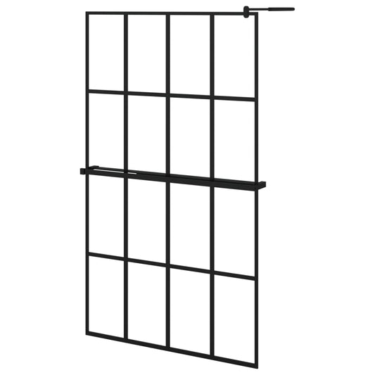 vidaXL Walk-in Shower Wall with Shelf Black 118x190 cm