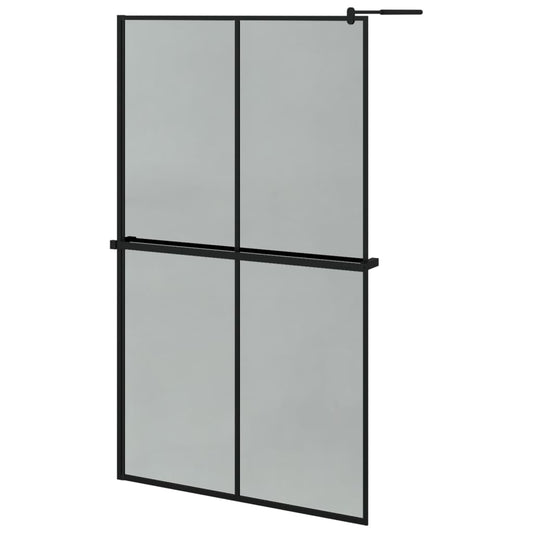 vidaXL Walk-in Shower Wall with Shelf Black 118x190 cm