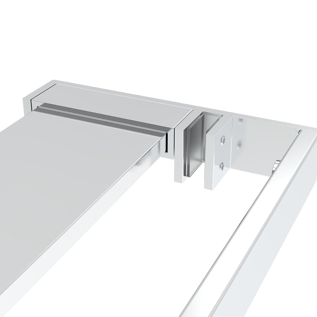 vidaXL Walk-in Shower Wall with Shelf Chrome 90x195 cm