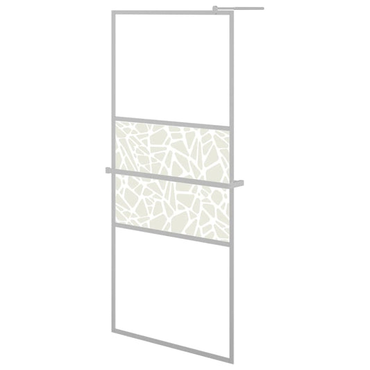 vidaXL Walk-in Shower Wall with Shelf Chrome 90x195 cm