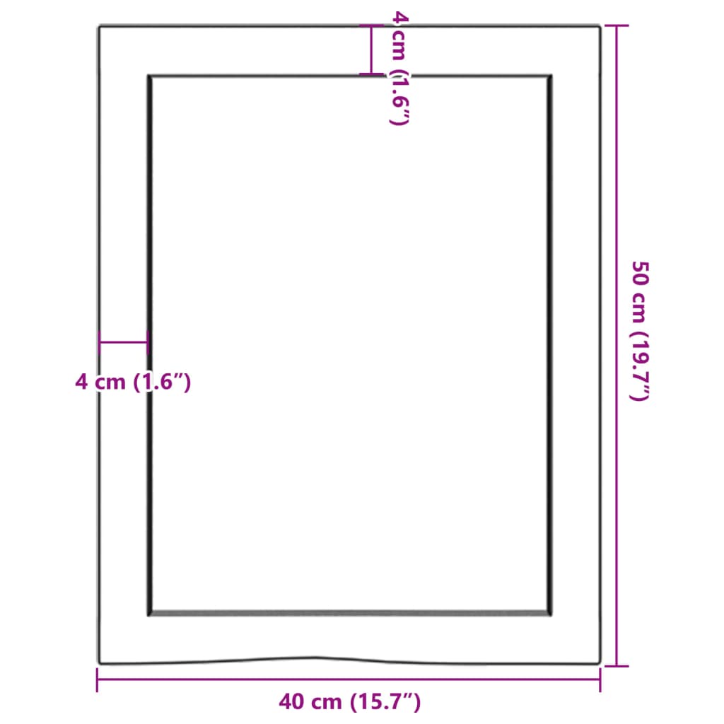 vidaXL Bathroom Countertop 40x50x(2-4) cm Untreated Solid Wood
