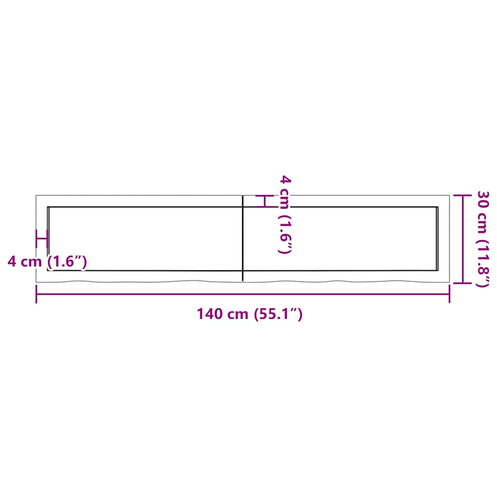 vidaXL Bathroom Countertop Light Brown 140x30x(2-4)cm Treated Solid Wood