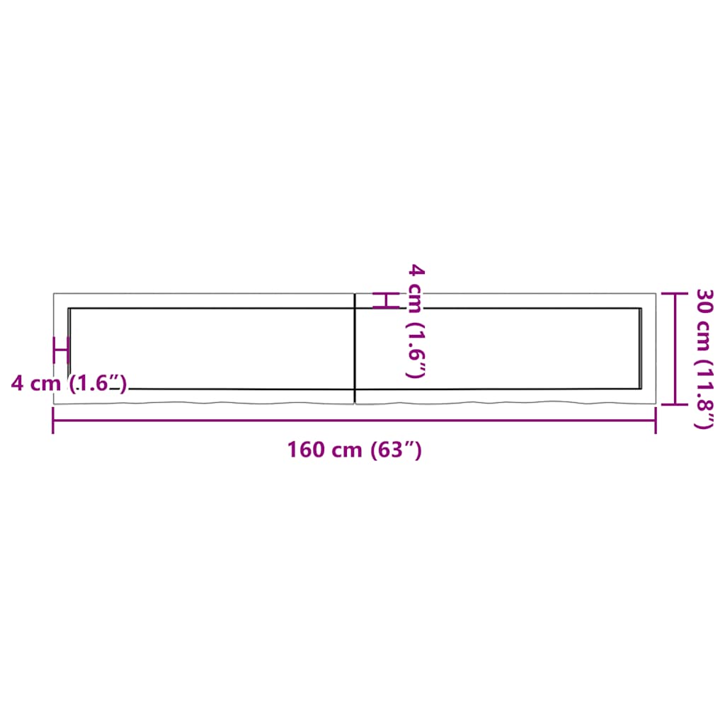 vidaXL Bathroom Countertop Light Brown 160x30x(2-4)cm Treated Solid Wood