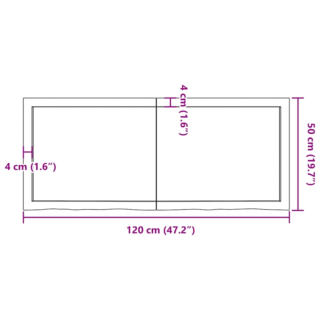vidaXL Bathroom Countertop Dark Brown 120x50x(2-6) cm Solid Wood