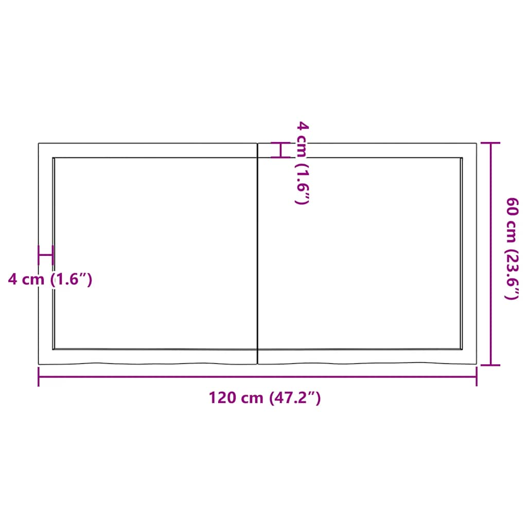 vidaXL Bathroom Countertop Dark Brown 120x60x(2-6) cm Solid Wood