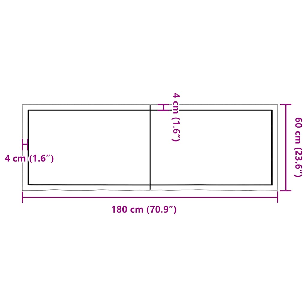 vidaXL Bathroom Countertop Dark Brown 180x60x(2-6) cm Solid Wood