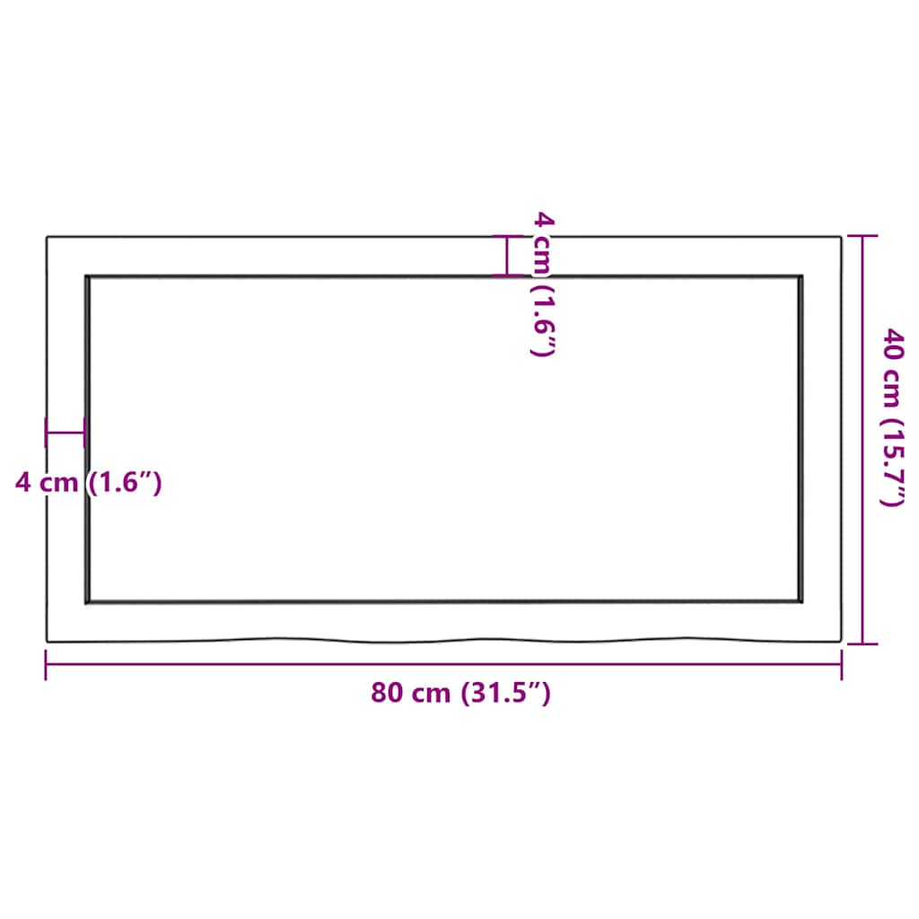 vidaXL Table Top 80x40x(2-6) cm Untreated Solid Wood Oak