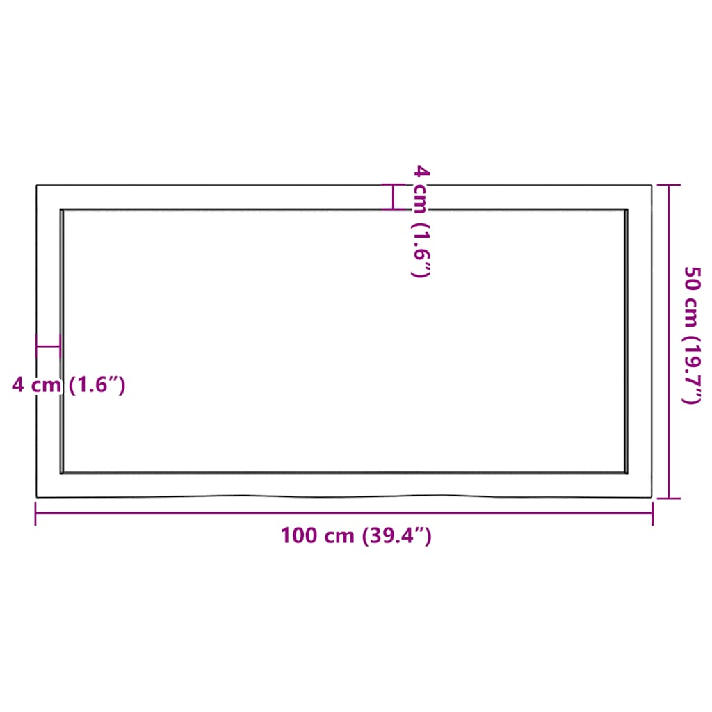 vidaXL Table Top 100x50x(2-4) cm Untreated Solid Wood Oak