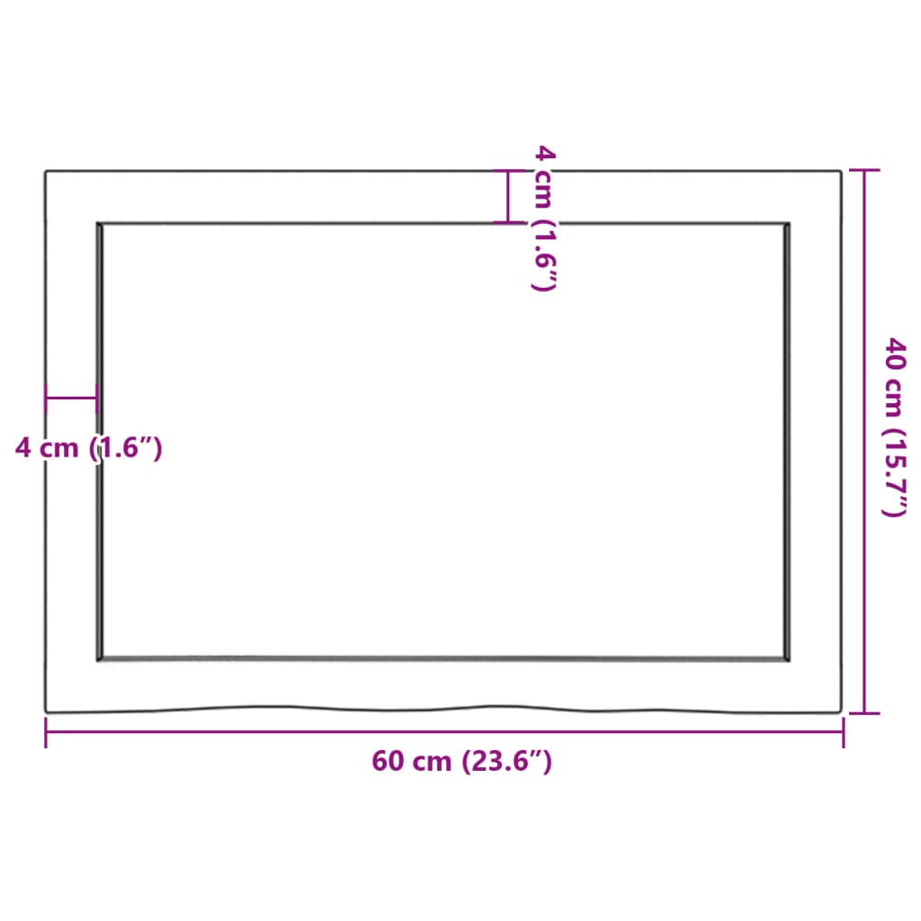vidaXL Table Top Dark Brown 60x40x(2-4) cm Treated Solid Wood Oak