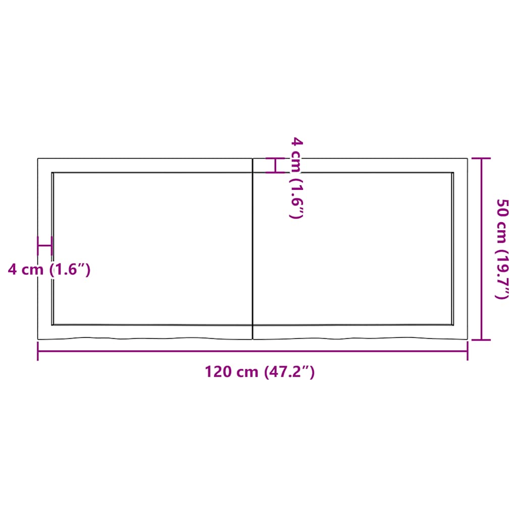 vidaXL Table Top Dark Brown 120x50x(2-6) cm Treated Solid Wood Oak