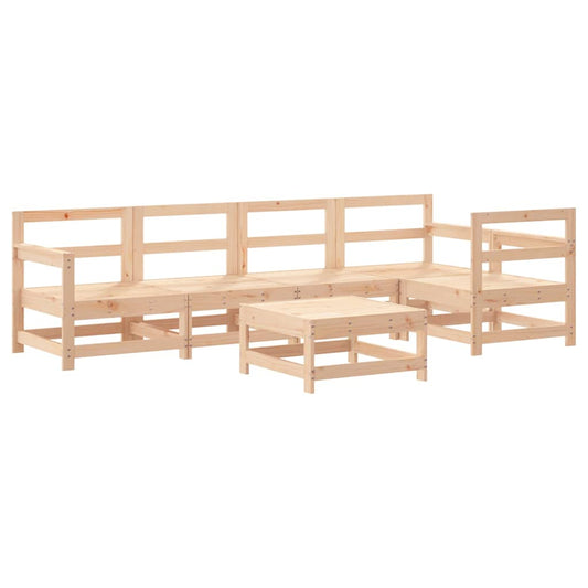 vidaXL Garden Lounge Set | Natural Wood | Solid Pine Wood | 6 Piece | Modular