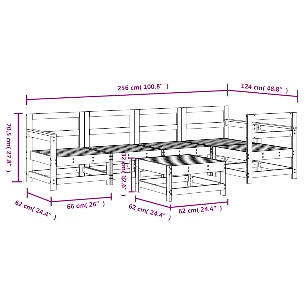 vidaXL 6 Piece Garden Lounge Set Impregnated Wood Pine