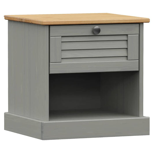 vidaXL Bedside Cabinet "VIGO" Grey 42x35x42 cm Solid Wood Pine