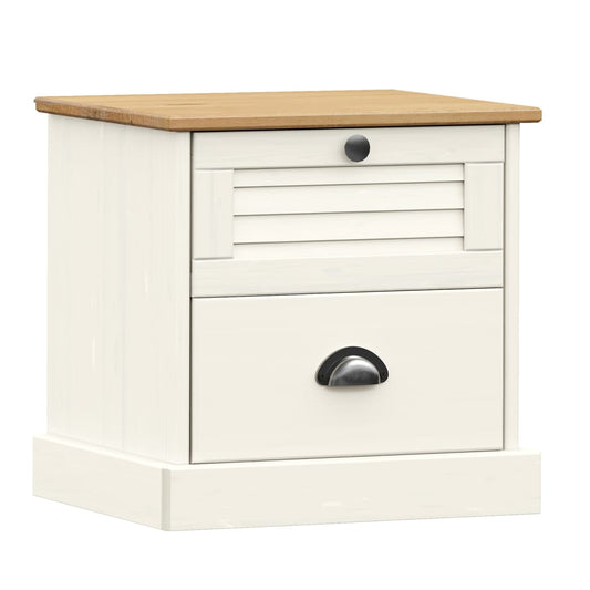 vidaXL Bedside Cabinet "VIGO" White 42x35x42 cm Solid Wood Pine