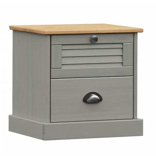 vidaXL Bedside Cabinet "VIGO" Grey 42x35x42 cm Solid Wood Pine