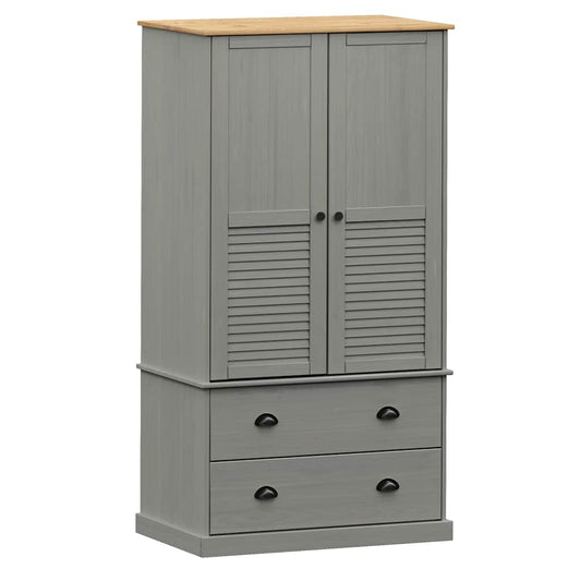 vidaXL Wardrobe "VIGO" Grey 90x55x170 cm Solid Wood Pine