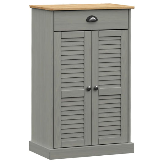 vidaXL Shoe Cabinet "VIGO" Grey 60x35x96 cm Solid Wood Pine
