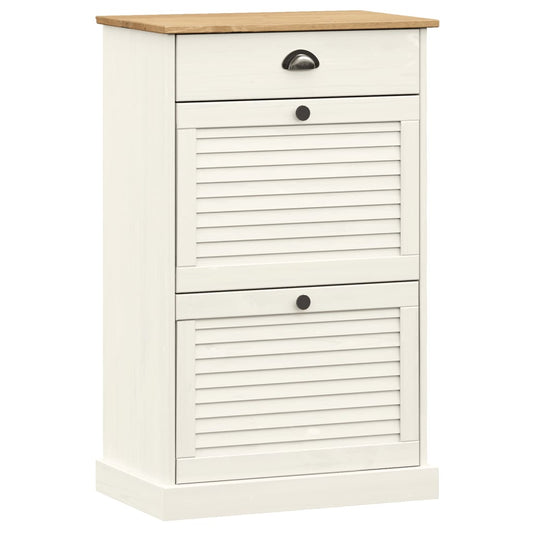 vidaXL Shoe Cabinet "VIGO" 60x35x96 cm White Solid Wood Pine