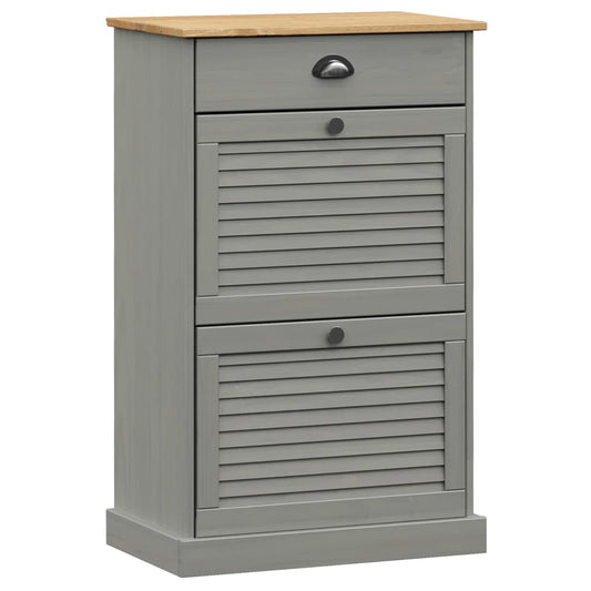 vidaXL Shoe Cabinet "VIGO" 60x35x96 cm Grey Solid Wood Pine