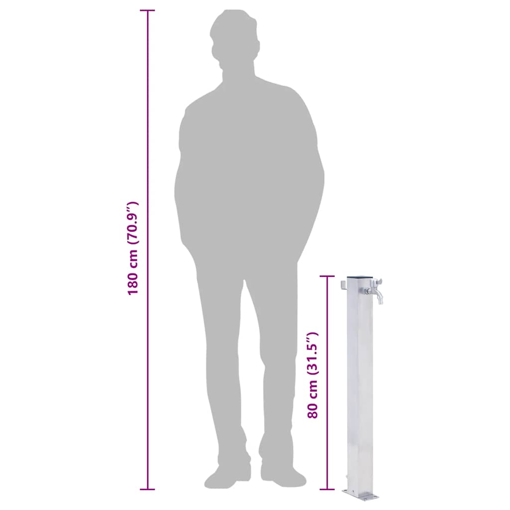 vidaXL Garden Water Column 80 cm Stainless Steel Square