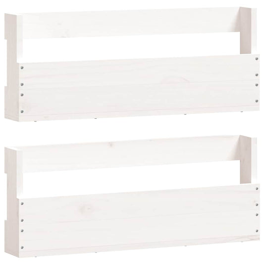 vidaXL Wall-mounted Shoe Racks 2 pcs White 59x9x23 cm Solid Wood Pine