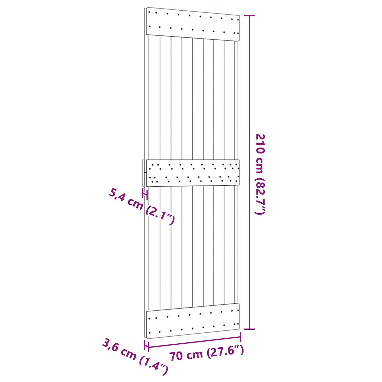 vidaXL Door NARVIK Natural 70 x 210 cm Solid Pine Wood