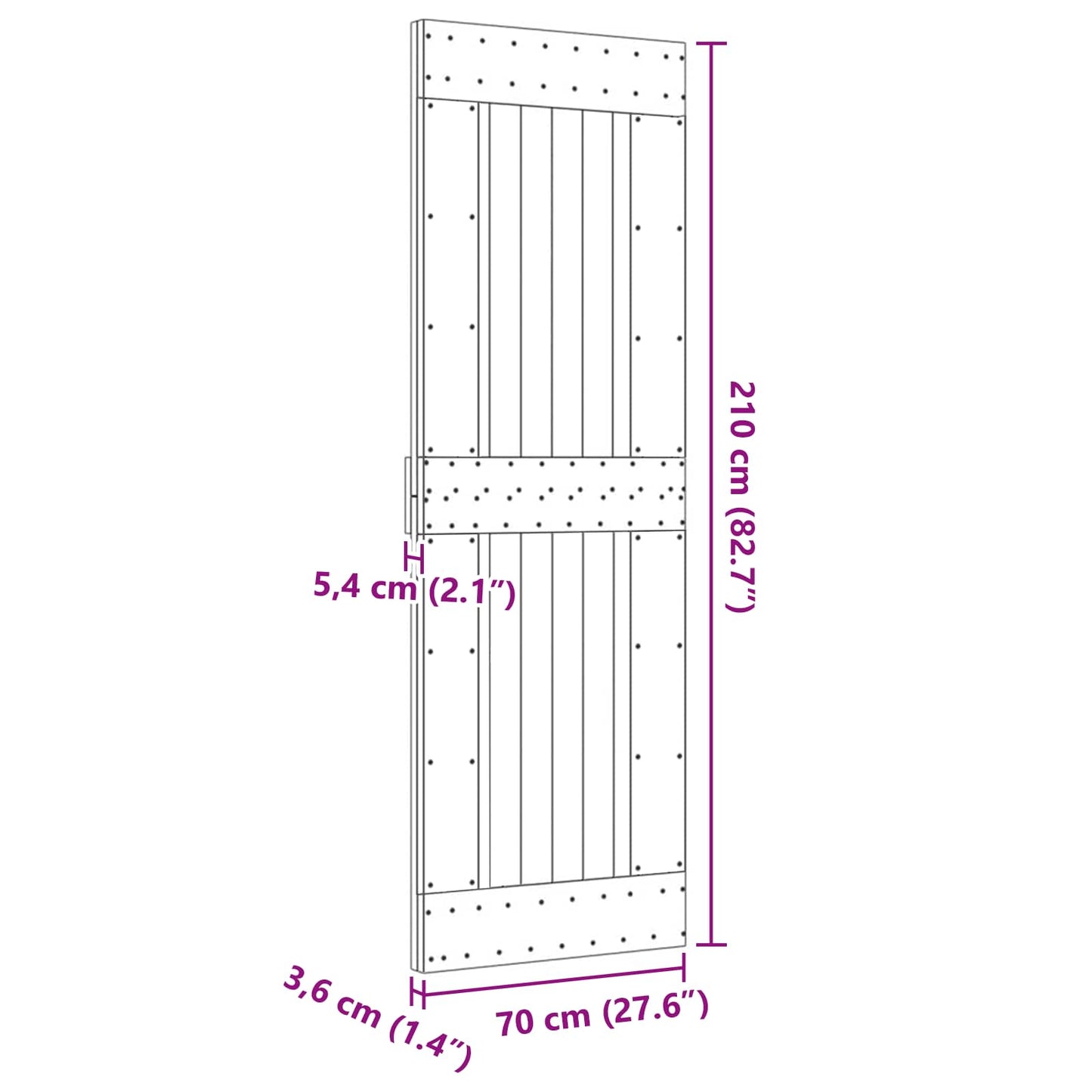 vidaXL Door NARVIK Natural 70 x 210 cm Solid Pine Wood