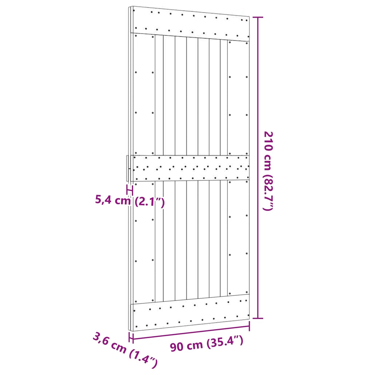 vidaXL Door NARVIK Natural 90 x 210 cm Solid Pine Wood