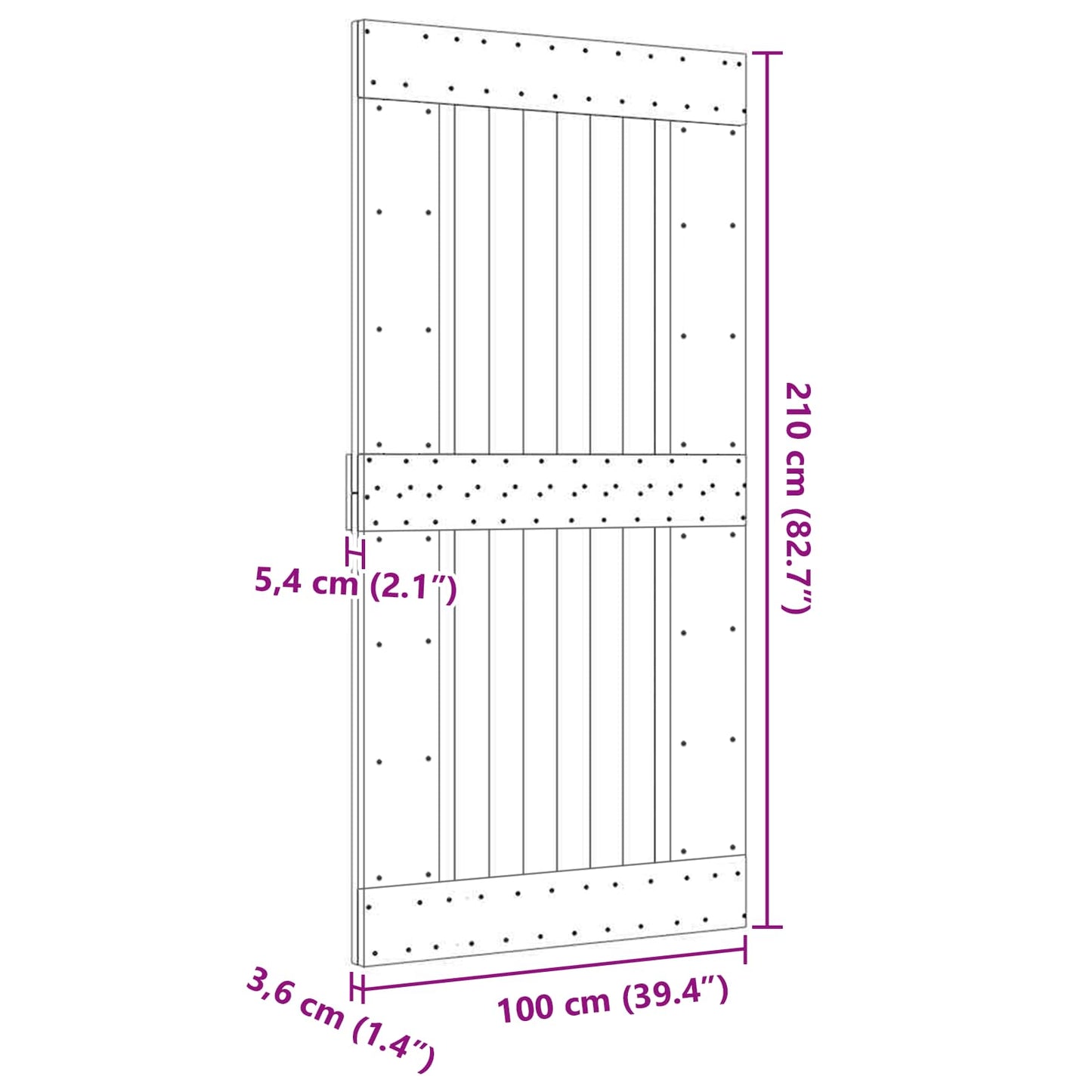 vidaXL Door NARVIK Natural 100 x 210 cm Solid Pine Wood