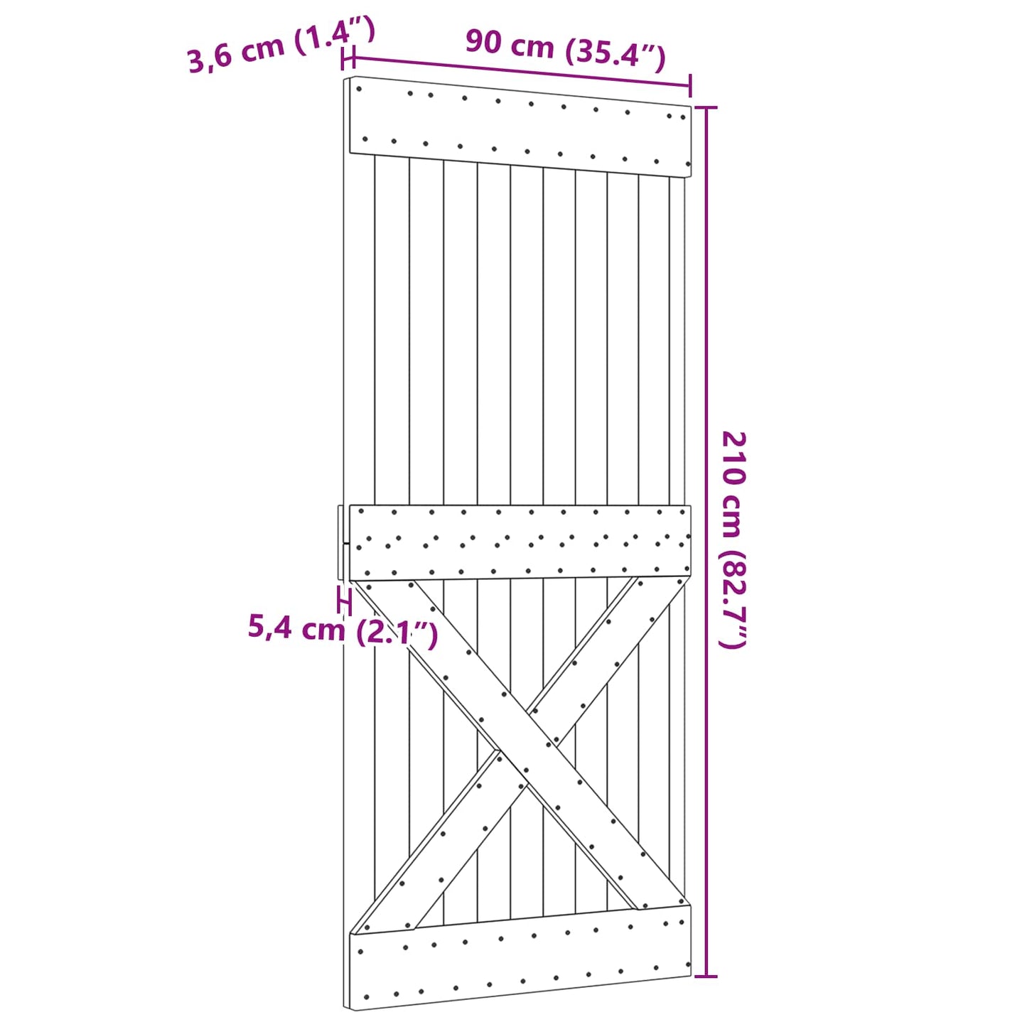vidaXL Door NARVIK Natural 90 x 210 cm Solid Pine Wood
