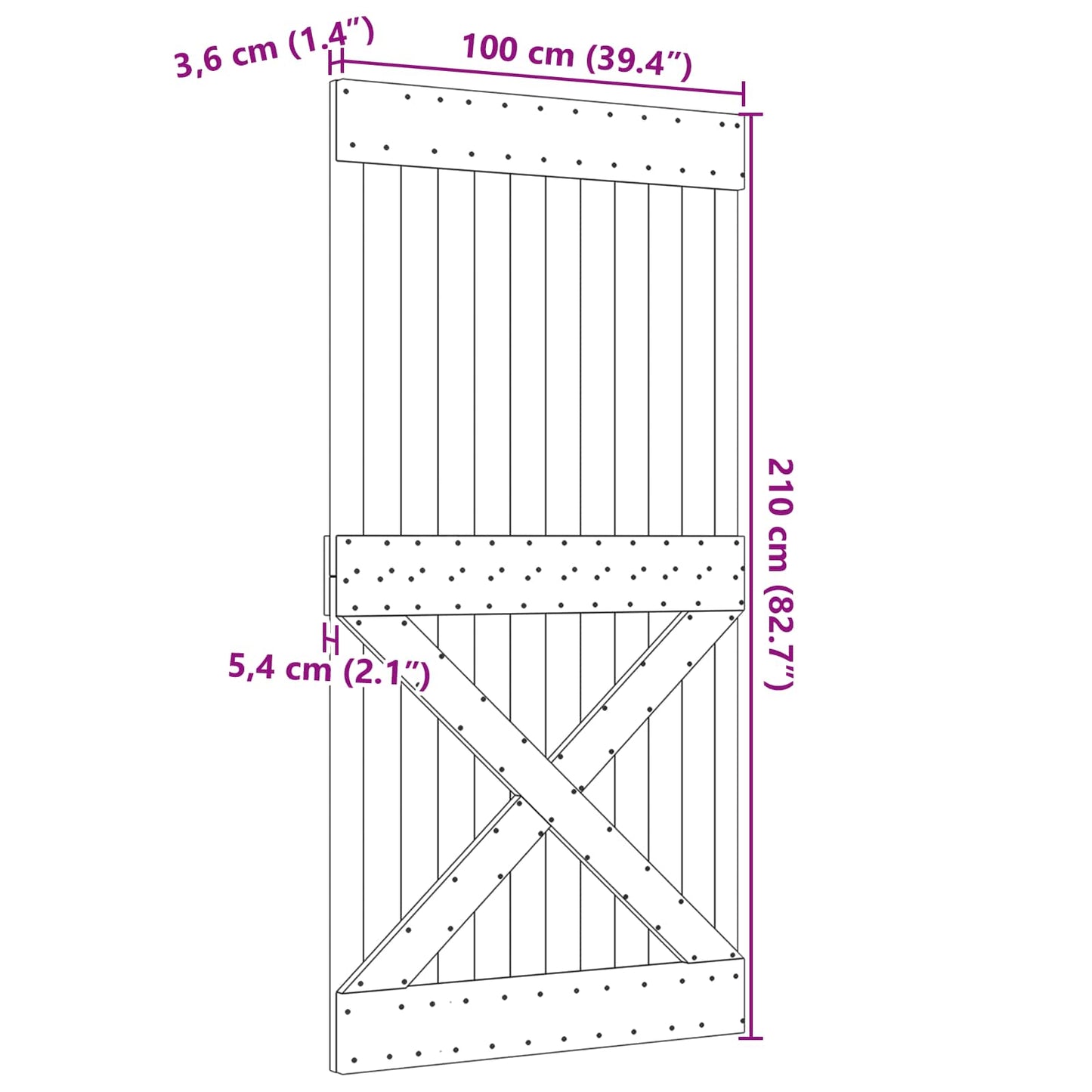 vidaXL Door NARVIK Natural 100 x 210 cm Solid Pine Wood