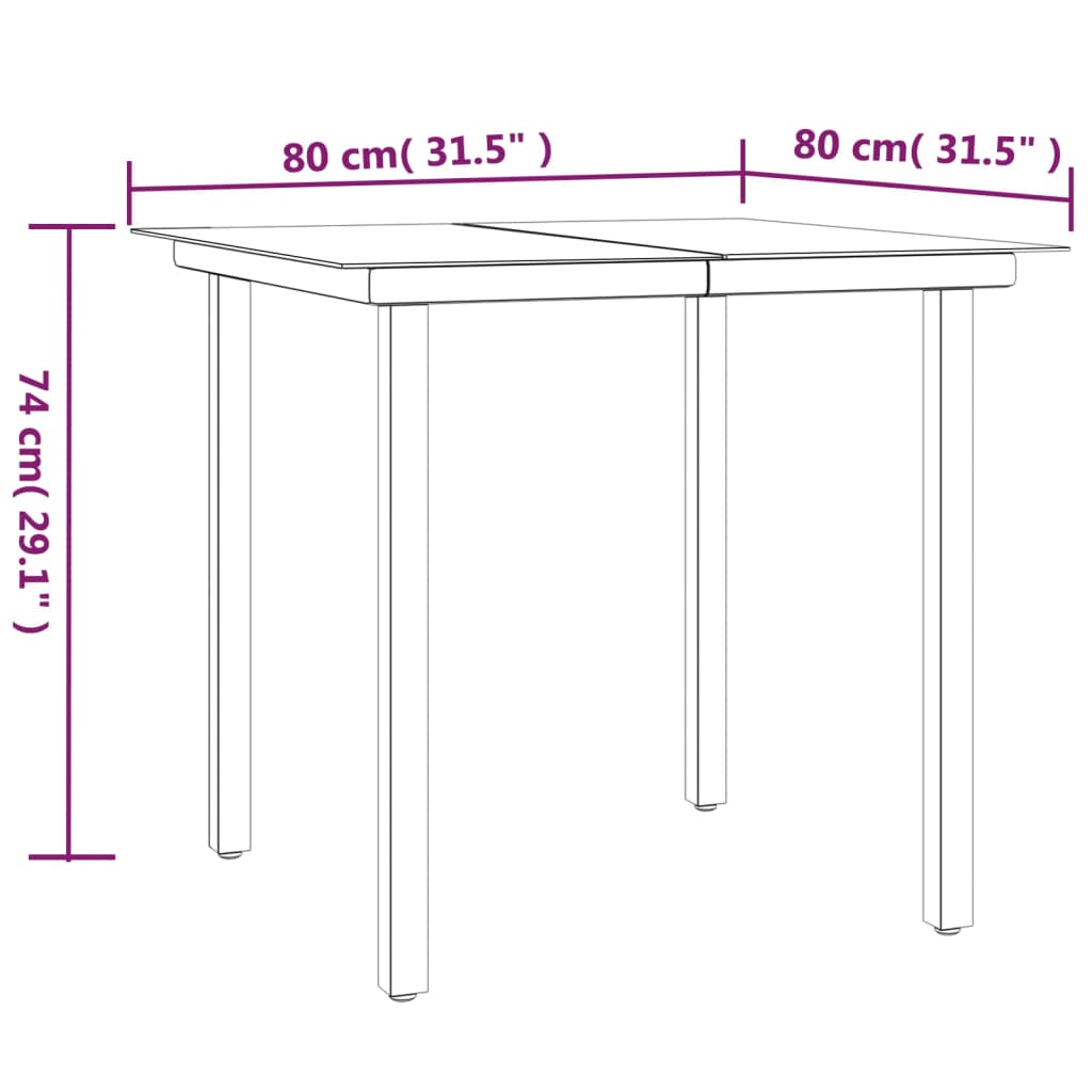 vidaXL 3 Piece Garden Dining Set Poly Rattan and Steel