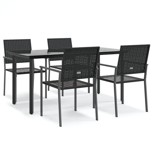 vidaXL 5 Piece Garden Dining Set Poly Rattan and Steel
