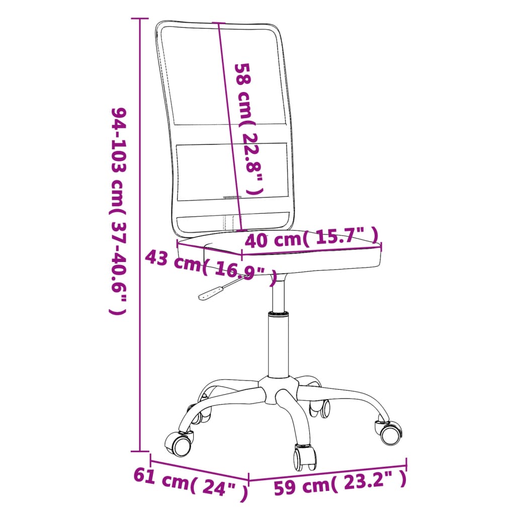 vidaXL Office Chair Height Adjustable Pink Mesh Fabric