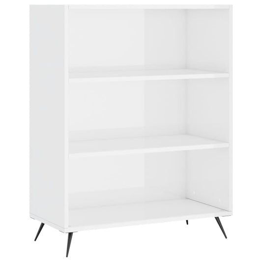 vidaXL Bookcase High Gloss White 69,5x32,5x90 cm Engineered Wood