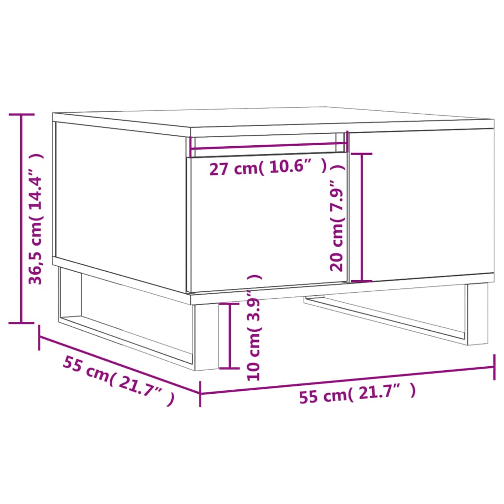 vidaXL Coffee Table White 55x55x36,5 cm Engineered Wood