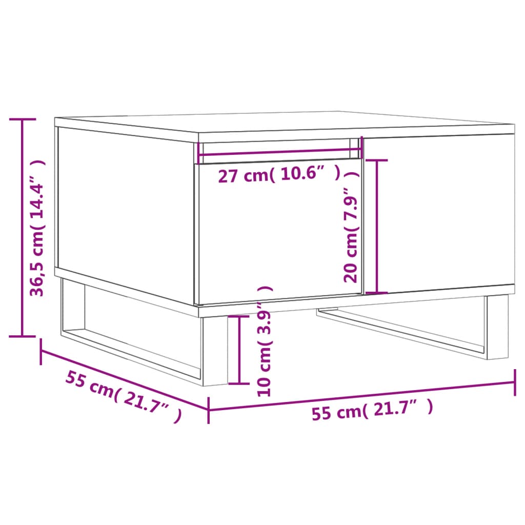 vidaXL Coffee Table Concrete Grey 55x55x36.5 cm Engineered Wood