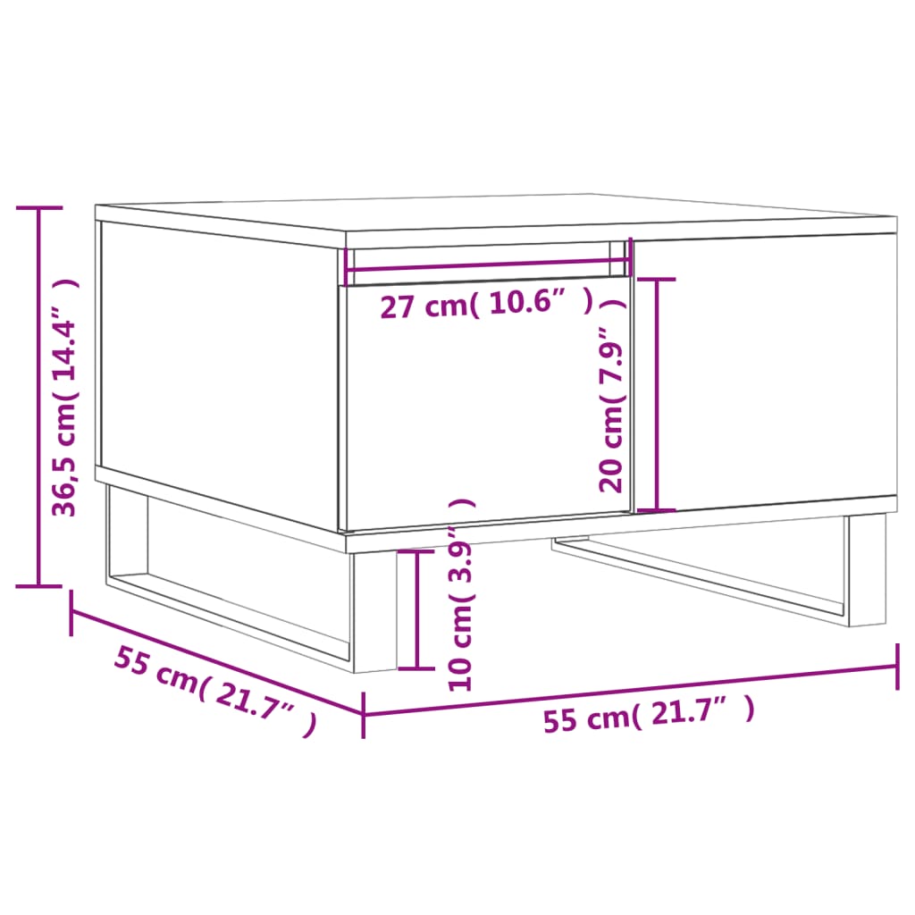 vidaXL Coffee Table Smoked Oak 55x55x36,5 cm Engineered Wood