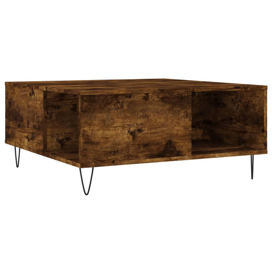 vidaXL Coffee Table Smoked Oak 80x80x36,5 cm Engineered Wood
