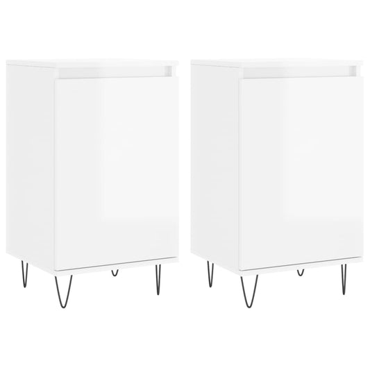 vidaXL Sideboards 2 pcs High Gloss White 40x35x70 cm Engineered Wood