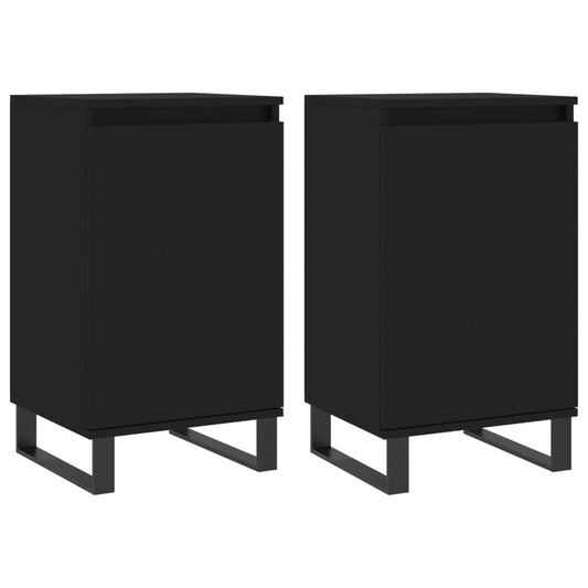 vidaXL Sideboards 2 pcs Black 40x35x70 cm Engineered Wood