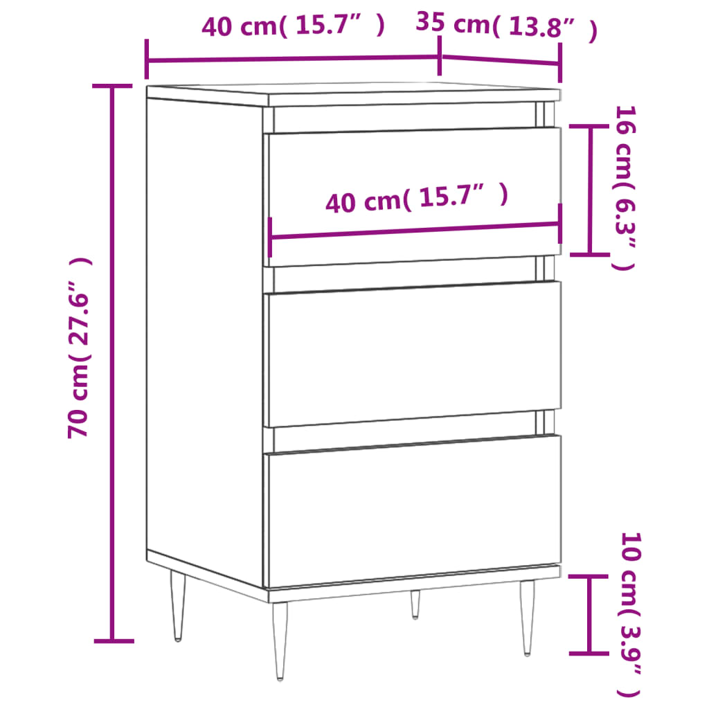vidaXL Sideboard Sonoma Oak 40x35x70 cm Engineered Wood
