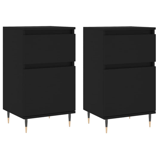 vidaXL Sideboards 2 pcs Black 40x35x70 cm Engineered Wood