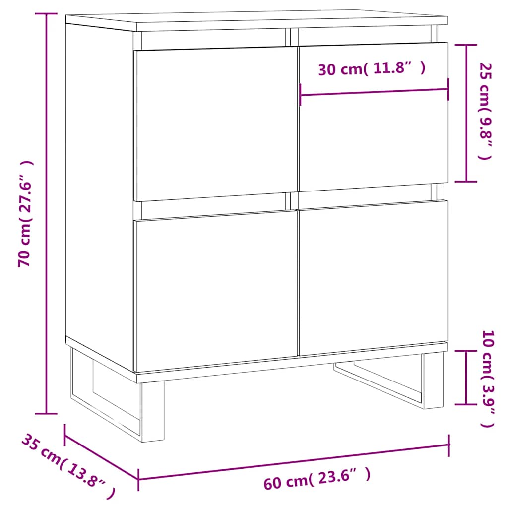 vidaXL Sideboard Sonoma Oak 60x35x70 cm Engineered Wood